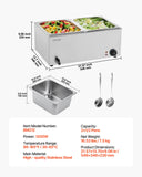 Food Warmers & Chafing Dishes: VEVOR Commercial Food Warmer, 2-Pan Electric Steam Table, 1200W Professional Countertop Stainless Steel Buffet Bain Marie with 30-85°C Temp Control for Catering, Buffet, Parties, Restaurants