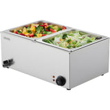 Food Warmers & Chafing Dishes: VEVOR Commercial Food Warmer, 2-Pan Electric Steam Table, 1200W Professional Countertop Stainless Steel Buffet Bain Marie with 30-85°C Temp Control for Catering, Buffet, Parties, Restaurants