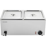 Food Warmers & Chafing Dishes: VEVOR Commercial Food Warmer, 2-Pan Electric Steam Table, 1200W Professional Countertop Stainless Steel Buffet Bain Marie with 30-85°C Temp Control for Catering, Buffet, Parties, Restaurants