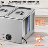 Food Warmers & Chafing Dishes: VEVOR 3-Pan Commercial Food Warmer, 16.5L Electric Steam Table, 1200W Professional Countertop Stainless Steel Buffet Bain Marie with 30 - 85℃ Temp Control for Catering and Restaurants, Silver
