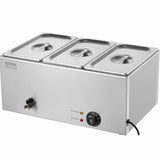 Food Warmers & Chafing Dishes: VEVOR 3-Pan Commercial Food Warmer, 16.5L Electric Steam Table, 1200W Professional Countertop Stainless Steel Buffet Bain Marie with 30 - 85℃ Temp Control for Catering and Restaurants, Silver