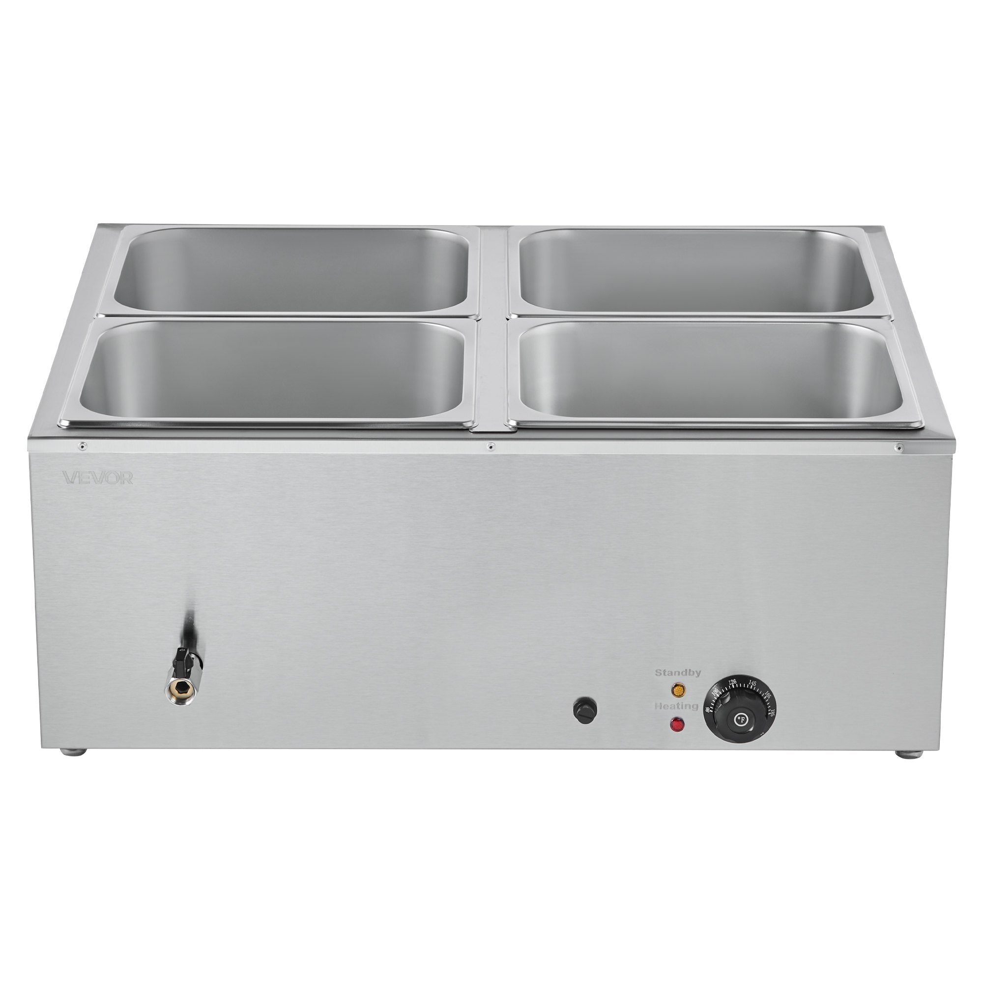 Food Warmers & Chafing Dishes: VEVOR Commercial Food Warmer, 1500W Electric Stainless Steel Steam Food Warmer with Lid, 4-Pan Fast Heating Countertop Buffet Bain Marie with Soup & Perforated Ladles, for Catering, Restaurant, Party