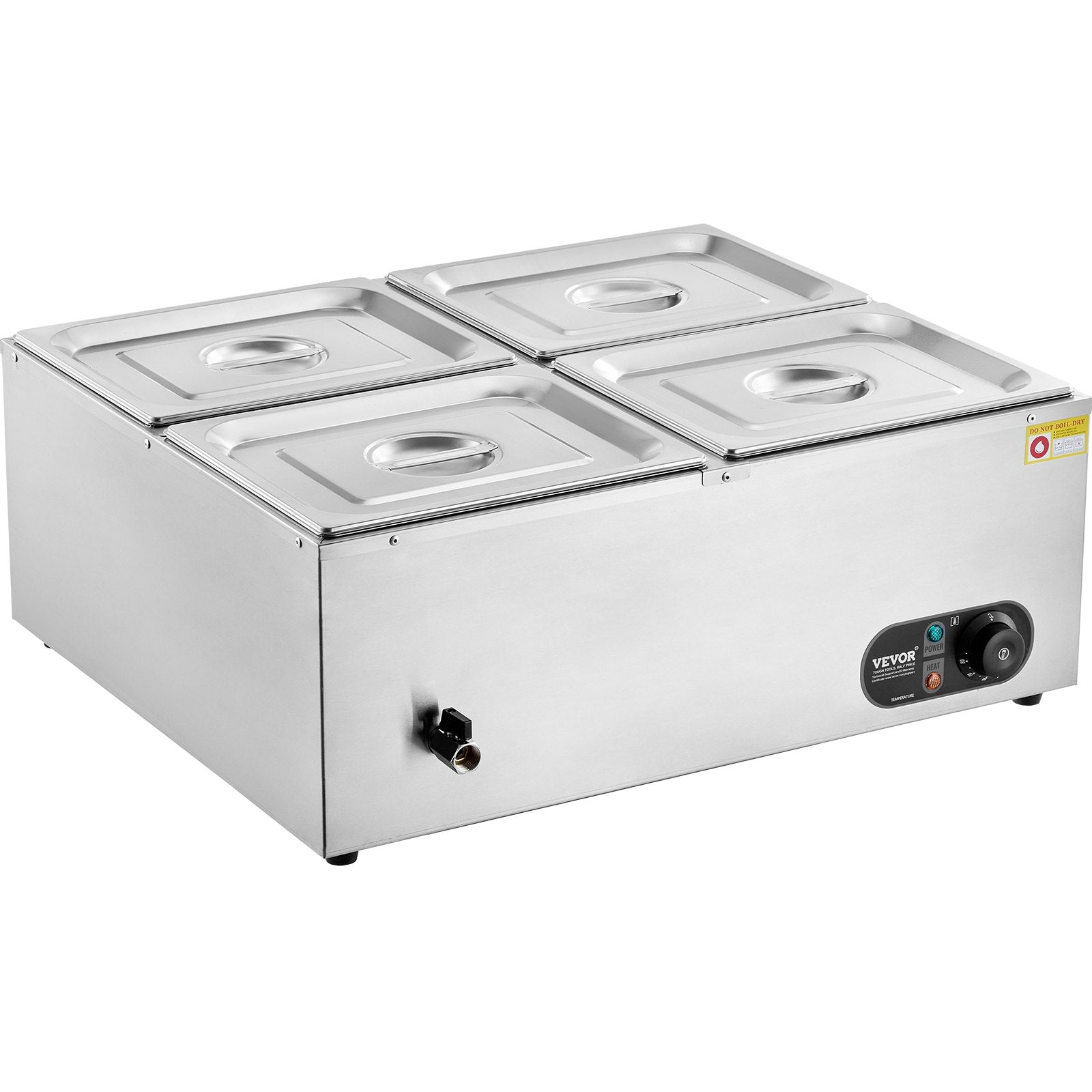 Food Warmers & Chafing Dishes: VEVOR Commercial Electric Food Warmer Countertop Buffet 4*8Qt Pan Bain Marie