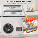 Food Warmers & Chafing Dishes: VEVOR Commercial Electric Food Warmer Countertop Buffet 4*8Qt Pan Bain Marie