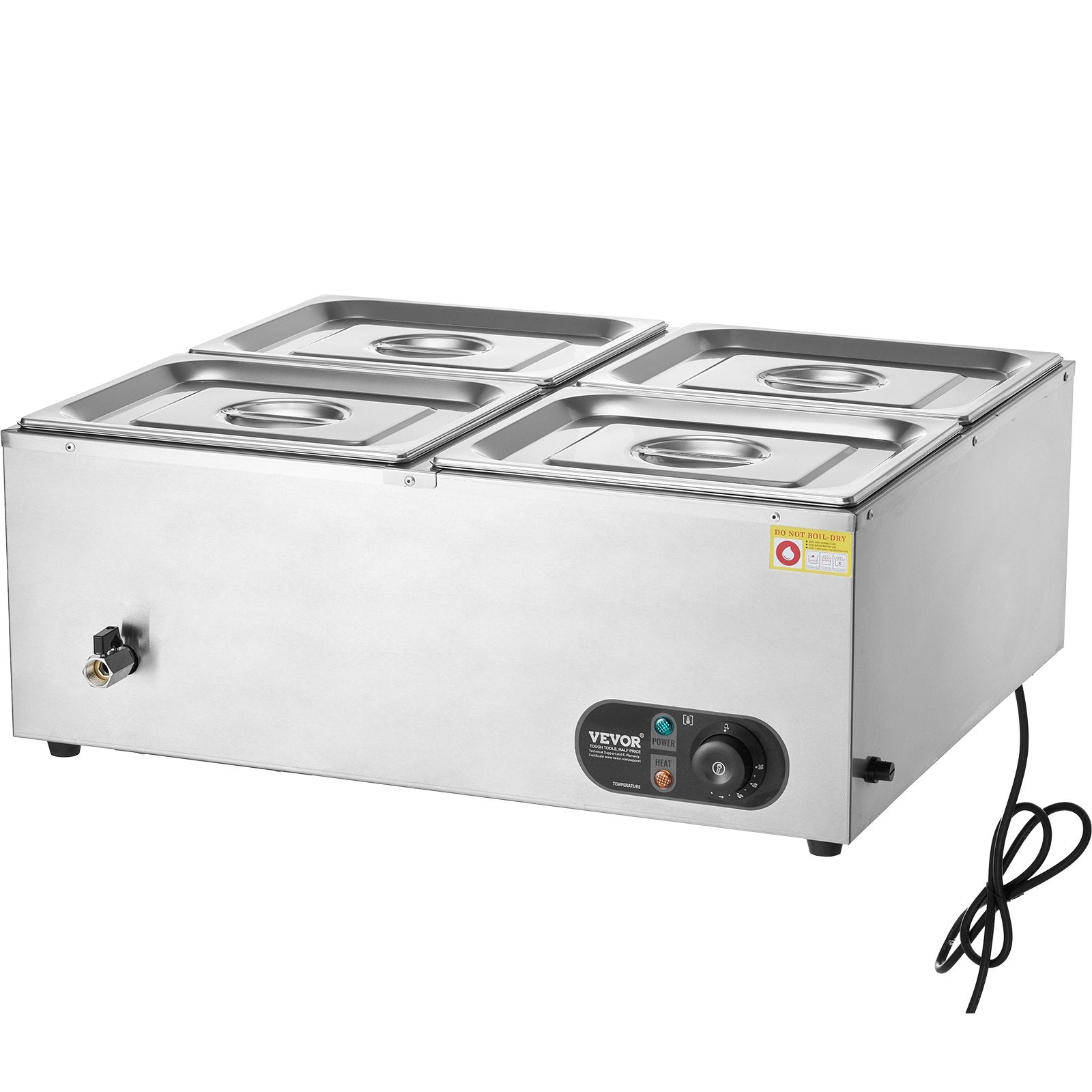 Food Warmers & Chafing Dishes: VEVOR Commercial Electric Food Warmer Countertop Buffet 4*8Qt Pan Bain Marie