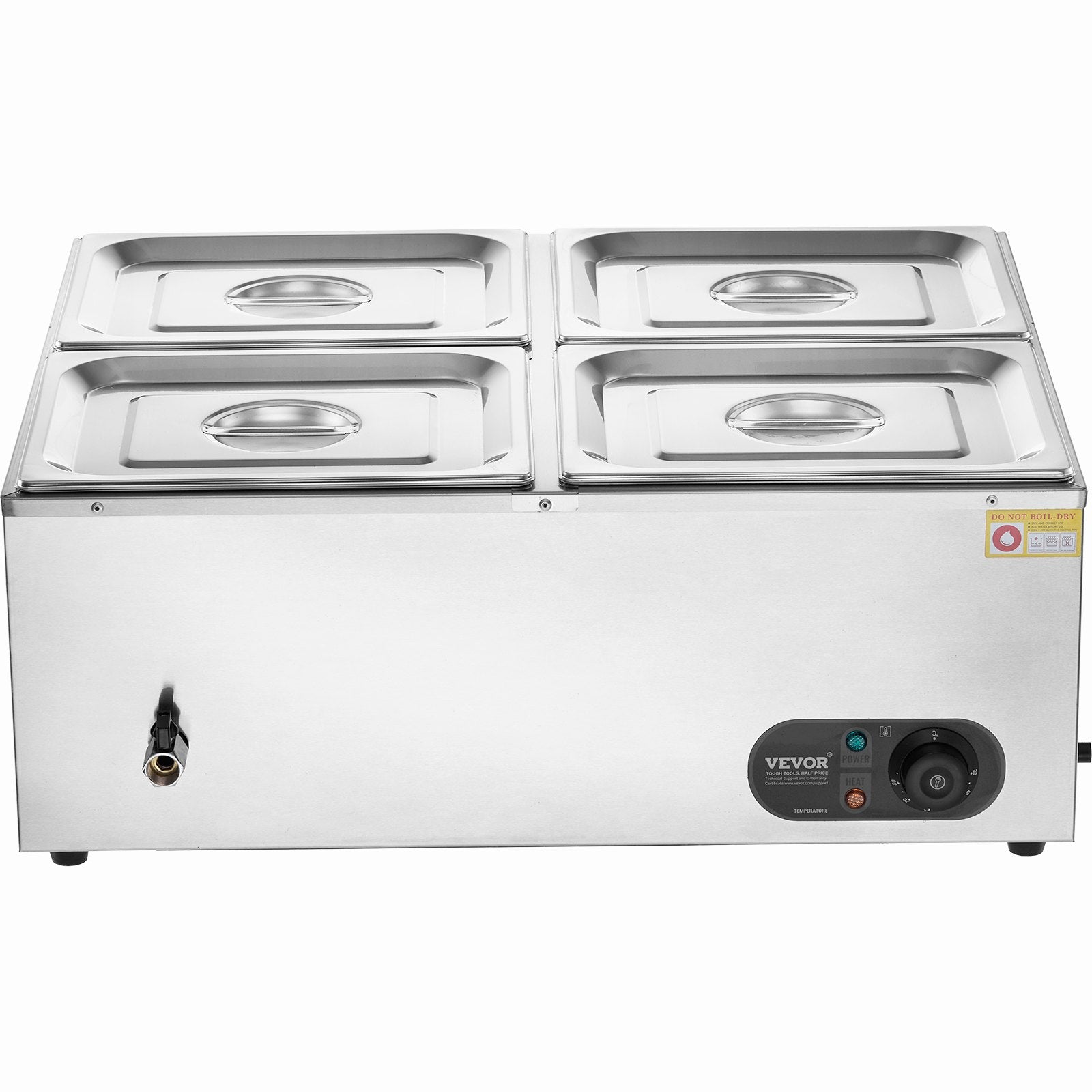 Food Warmers & Chafing Dishes: VEVOR Commercial Electric Food Warmer Countertop Buffet 4*8Qt Pan Bain Marie