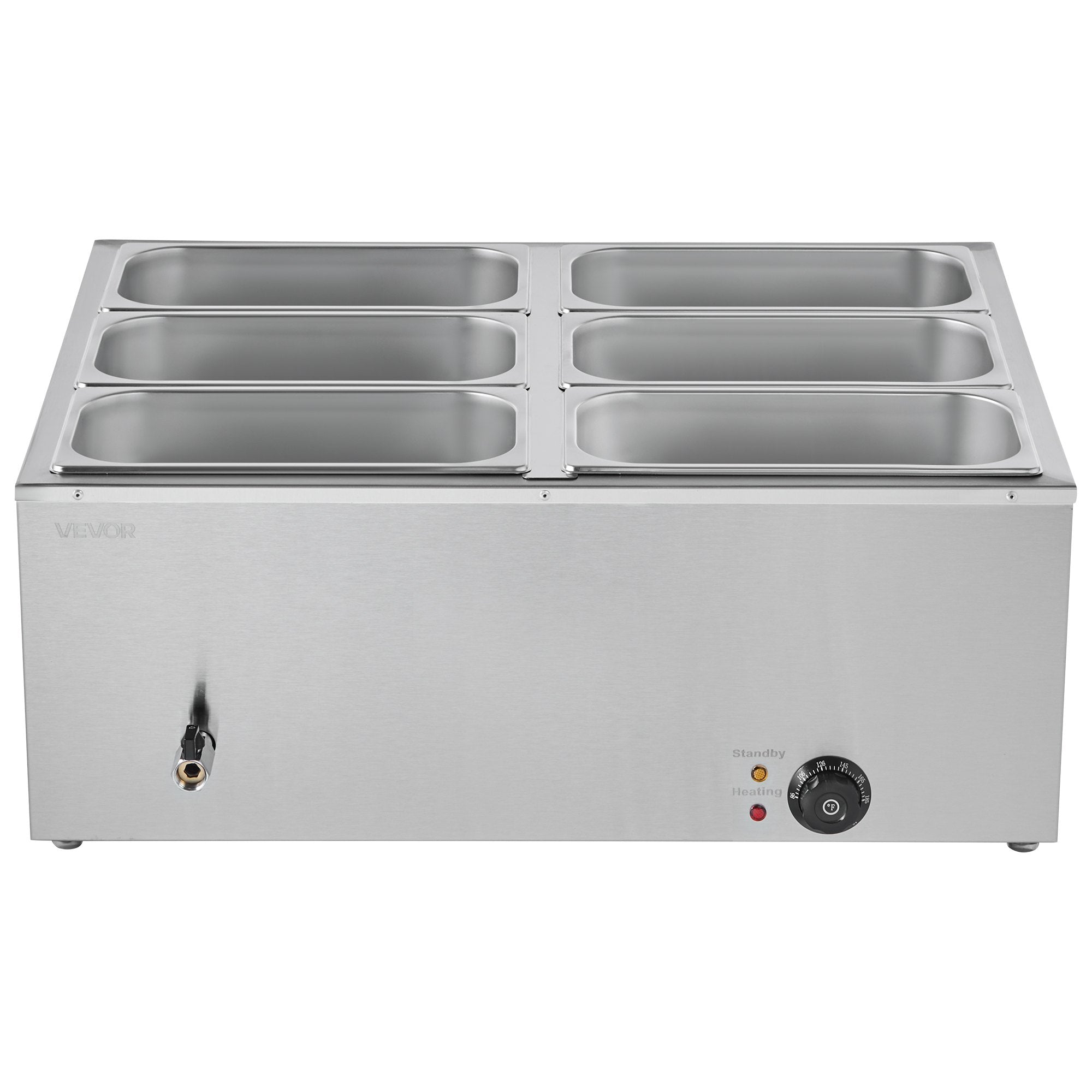 Food Warmers & Chafing Dishes: VEVOR Commercial Food Warmer, 1500W Electric Stainless Steel Steam Food Warmer with Lid, 6-Pan Fast Heating Countertop Buffet Bain Marie with Soup & Perforated Ladles, for Catering, Restaurant, Party