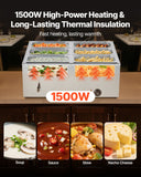 Food Warmers & Chafing Dishes: VEVOR Commercial Food Warmer, 1500W Electric Stainless Steel Steam Food Warmer with Lid, 6-Pan Fast Heating Countertop Buffet Bain Marie with Soup & Perforated Ladles, for Catering, Restaurant, Party