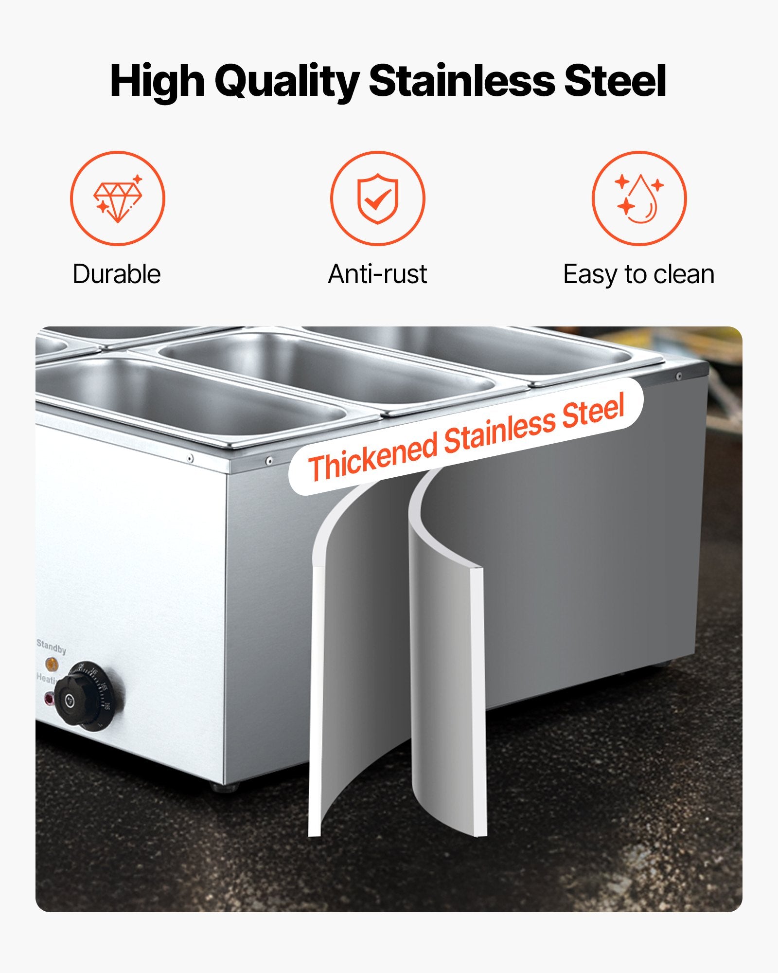 Food Warmers & Chafing Dishes: VEVOR Commercial Food Warmer, 1500W Electric Stainless Steel Steam Food Warmer with Lid, 6-Pan Fast Heating Countertop Buffet Bain Marie with Soup & Perforated Ladles, for Catering, Restaurant, Party