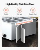 Food Warmers & Chafing Dishes: VEVOR Commercial Food Warmer, 1500W Electric Stainless Steel Steam Food Warmer with Lid, 6-Pan Fast Heating Countertop Buffet Bain Marie with Soup & Perforated Ladles, for Catering, Restaurant, Party