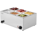 Food Warmers & Chafing Dishes: VEVOR Commercial Food Warmer, 6-Pan Electric Steam Table, 1200W Professional Countertop Stainless Steel Buffet Bain Marie with 30-85°C Temp Control for Catering, Buffet, Parties, Restaurants