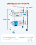 Kitchen & Dining Trolleys: VEVOR Lab Serving Cart, 2 Layers Stainless Steel Utility Rolling Cart, Medical Cart with Two Drawers, Dental Utility Cart with Lockable Wheels and A Bucket, for Laboratory, Hospital, Dental Use