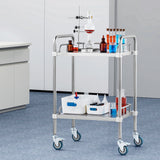 Utility Trolleys: VEVOR Lab Rolling Cart, 2-Shelf Stainless Steel Rolling Cart, Lab Serving Cart with Swivel Casters, Dental Utility Cart for Clinic, Lab,  Hospital, Salon, 15.16"x21.57"x34.06"