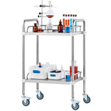 Utility Trolleys: VEVOR Lab Rolling Cart, 2-Shelf Stainless Steel Rolling Cart, Lab Serving Cart with Swivel Casters, Dental Utility Cart for Clinic, Lab,  Hospital, Salon, 15.16"x21.57"x34.06"