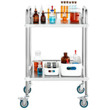 Utility Trolleys: VEVOR Lab Rolling Cart, 2-Shelf Stainless Steel Rolling Cart, Lab Serving Cart with Swivel Casters, Dental Utility Cart for Clinic, Lab,  Hospital, Salon, 15.16"x21.57"x34.06"