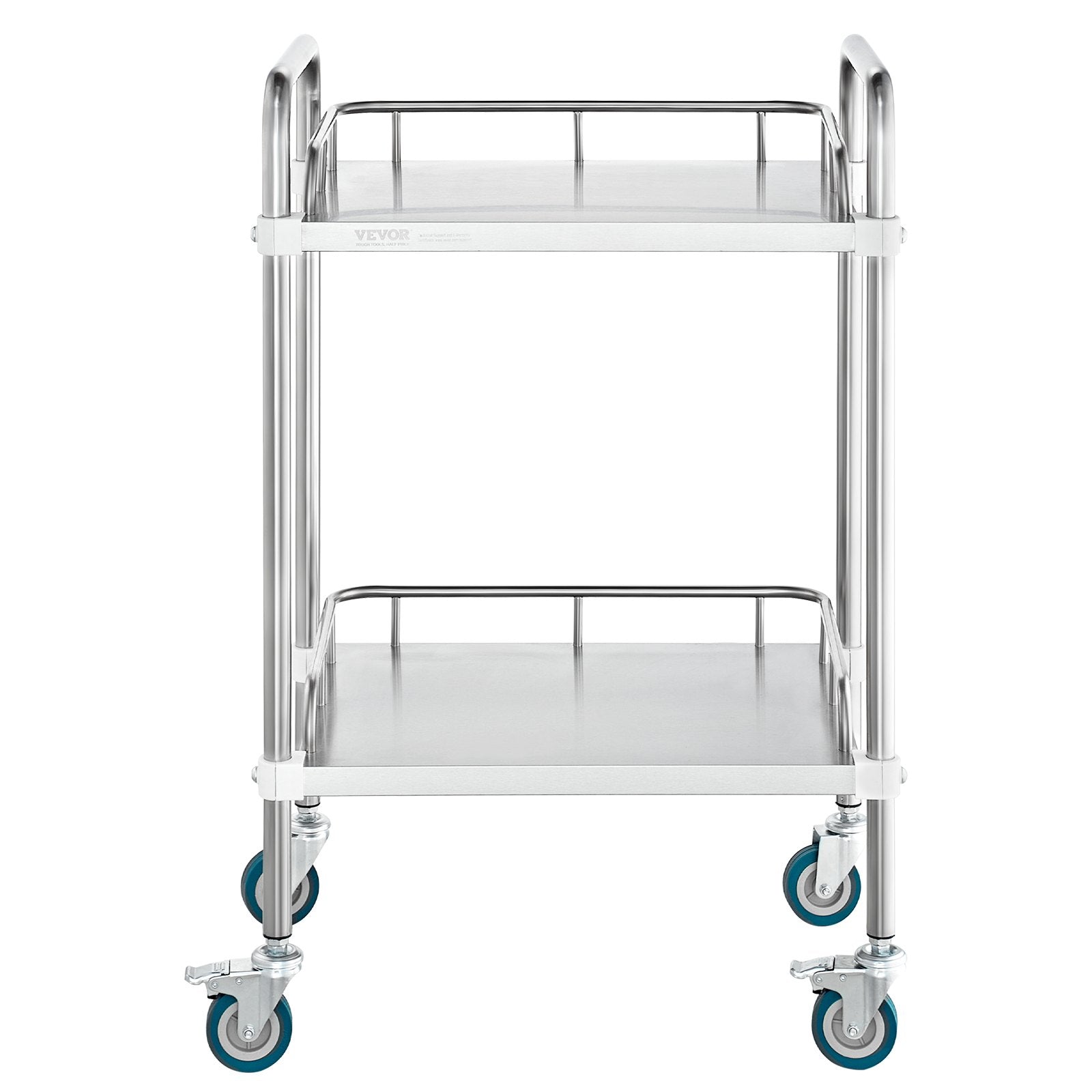 Utility Trolleys: VEVOR Lab Rolling Cart, 2-Shelf Stainless Steel Rolling Cart, Lab Serving Cart with Swivel Casters, Dental Utility Cart for Clinic, Lab,  Hospital, Salon, 15.16"x21.57"x34.06"