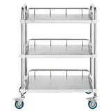 Kitchen & Dining Trolleys: VEVOR Lab Rolling Cart, 3-Shelf Stainless Steel Rolling Cart, Lab Serving Cart with Swivel Casters, Dental Utility Cart for Clinic, Lab,  Hospital, Salon, 26.38"x15.55"x34.13"