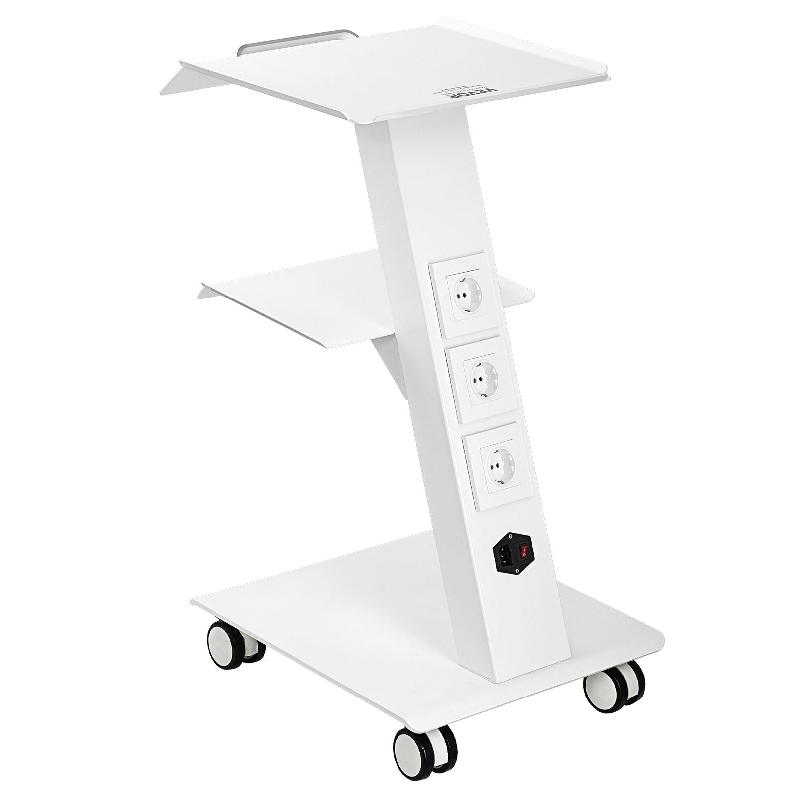 Kitchen & Dining Trolleys: VEVOR Trolley Cart Dental Lab Mobile Rolling Serving Cart 3 Layers with Socket