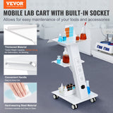 Kitchen & Dining Trolleys: VEVOR Trolley Cart Dental Lab Mobile Rolling Serving Cart 3 Layers with Socket