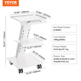 Kitchen & Dining Trolleys: VEVOR Trolley Cart Dental Lab Mobile Rolling Serving Cart 3 Layers with Socket