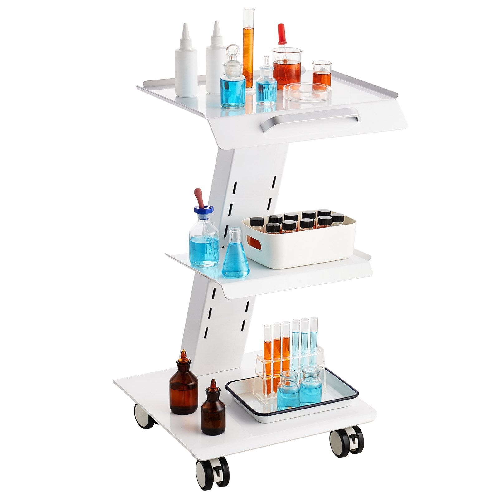 Kitchen & Dining Trolleys: VEVOR Trolley Cart Dental Lab Mobile Rolling Serving Cart 3 Layers with Socket