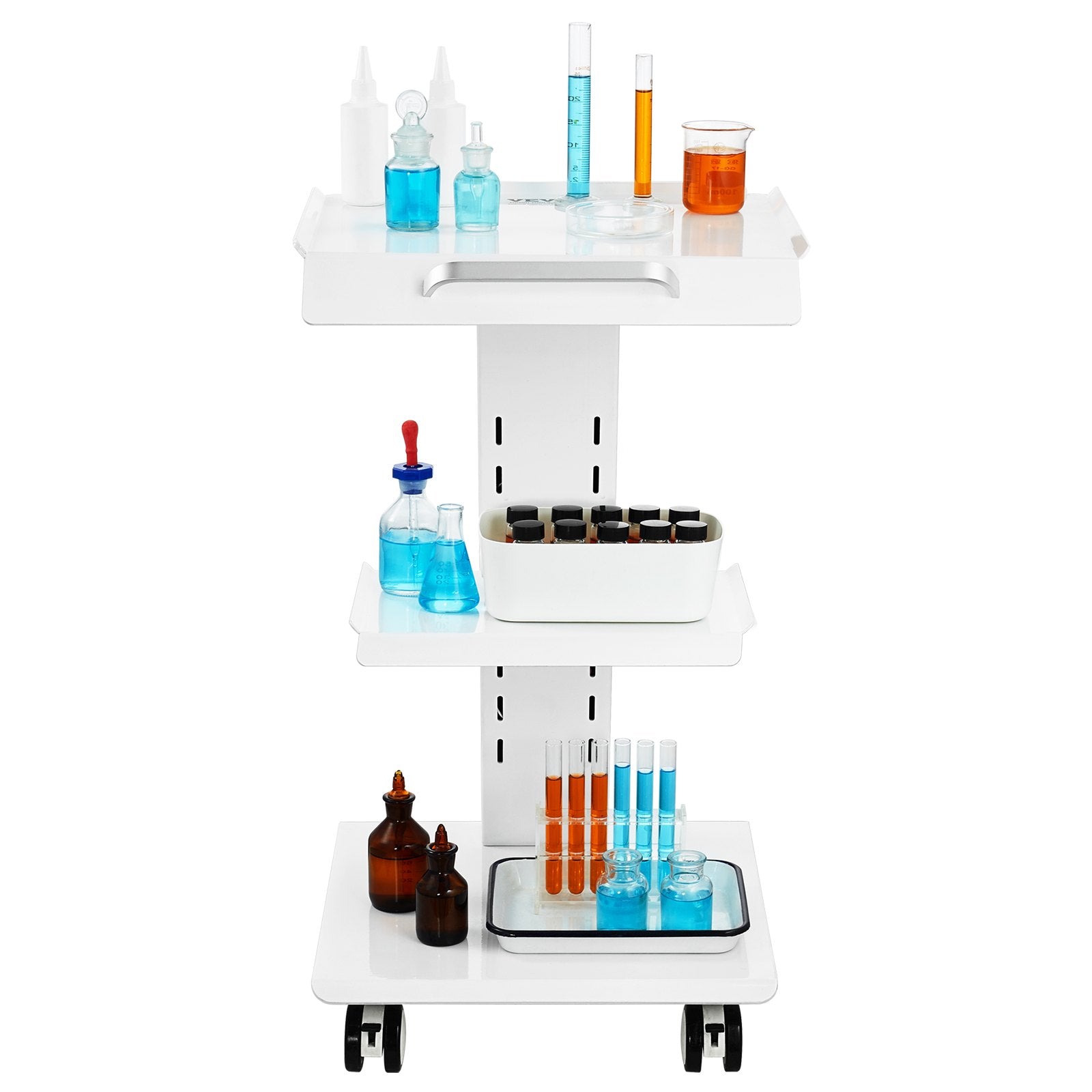 Kitchen & Dining Trolleys: VEVOR Trolley Cart Dental Lab Mobile Rolling Serving Cart 3 Layers with Socket