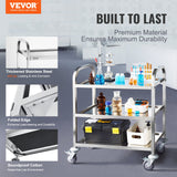 Kitchen & Dining Trolleys: VEVOR Stainless Steel Cart, 3 Layers Lab Utility Cart 181 kg Weight Capacity, Medical Cart with Lockable Universal Wheels, for Lab, Clinic, Kitchen, Salon