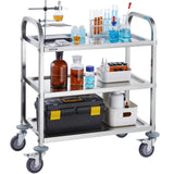 Kitchen & Dining Trolleys: VEVOR Stainless Steel Cart, 3 Layers Lab Utility Cart 181 kg Weight Capacity, Medical Cart with Lockable Universal Wheels, for Lab, Clinic, Kitchen, Salon