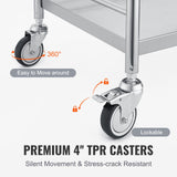 Kitchen & Dining Trolleys: VEVOR Medical Cart, 2 Layer stainless Steel Cart100 kg Weight Capacity Utility Cart Silent Wheels and a Drawer for Lab, Clinic, kitchen, Salon