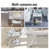 Kitchen & Dining Trolleys: VEVOR Medical Cart, 2 Layer stainless Steel Cart100 kg Weight Capacity Utility Cart Silent Wheels and a Drawer for Lab, Clinic, kitchen, Salon