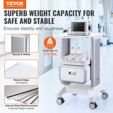 Kitchen & Dining Trolleys: VEVOR 2 Tiers Lab Carts Mobile Medical Cart with 1 Drawer & 1 Top Tray White