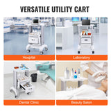 Kitchen & Dining Trolleys: VEVOR 2 Tiers Lab Carts Mobile Medical Cart with 1 Drawer & 1 Top Tray White