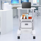 Kitchen & Dining Trolleys: VEVOR 2 Tiers Lab Carts Mobile Medical Cart with 1 Drawer & 1 Top Tray White