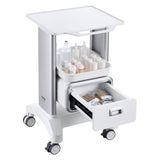 Kitchen & Dining Trolleys: VEVOR 2 Tiers Lab Carts Mobile Medical Cart with 1 Drawer & 1 Top Tray White