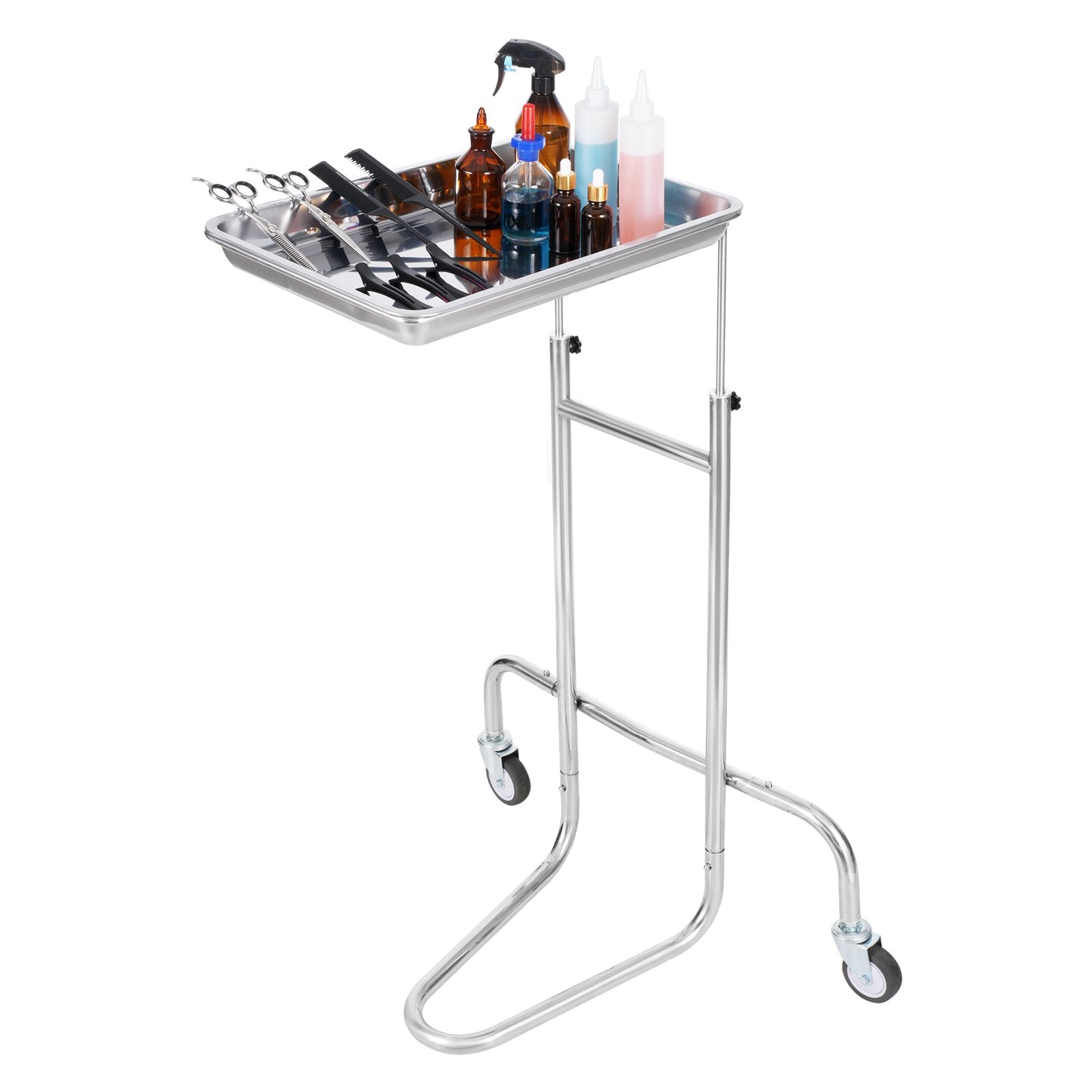 Kitchen & Dining Trolleys: VEVOR Stainless Steel Lab Cart with Single Tray & 2 Silent Wheels for Lab Clinic