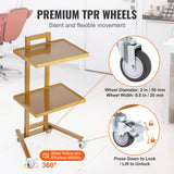 Kitchen & Dining Trolleys: VEVOR 2 Tiers Stainless Steel Lab Carts with 2 Trays & 4 Silent Wheels Golden