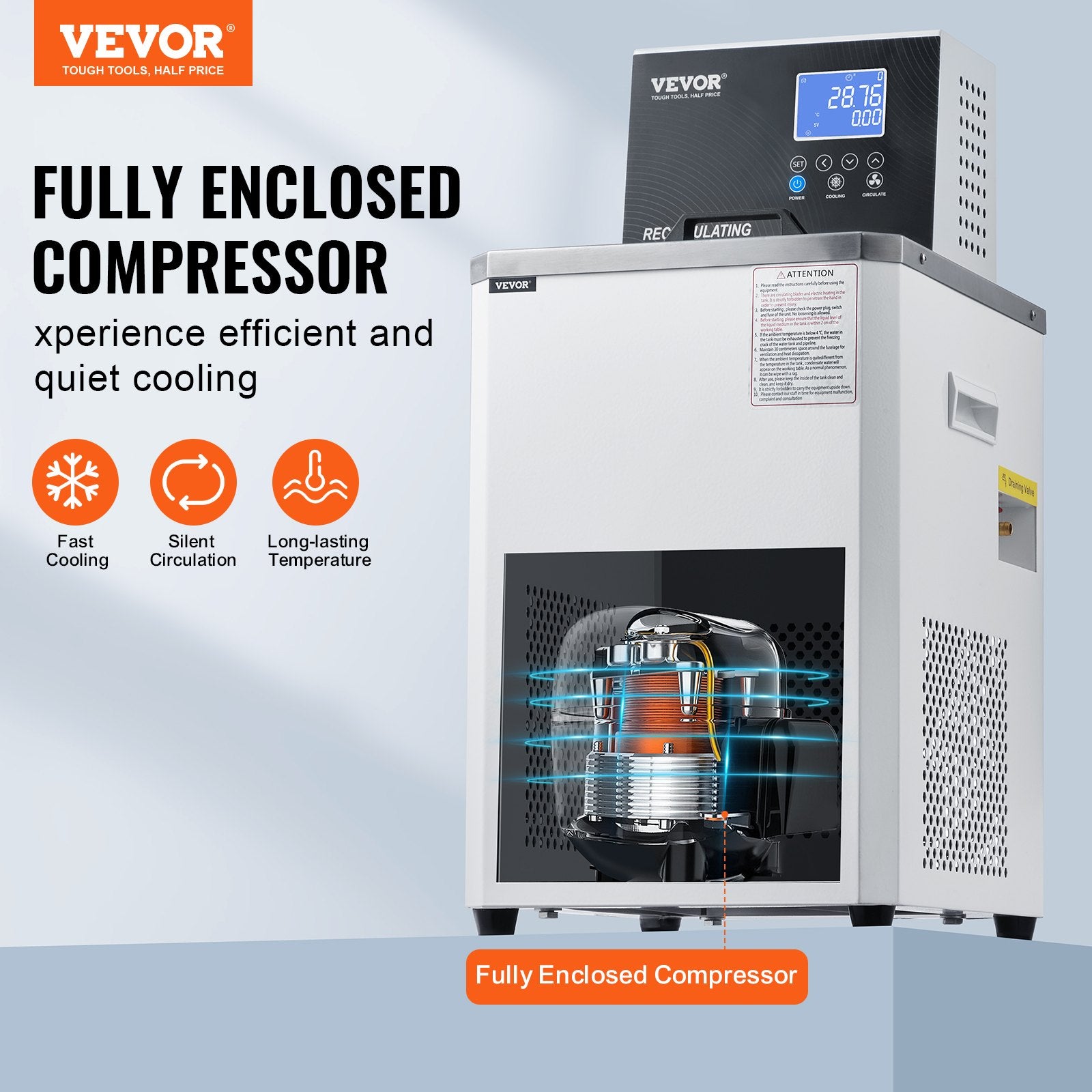 Fountain & Ponds Accessories: VEVOR Laboratory Chiller Circulator, 6L Chiller Lab Low Temperature Cooling Liquid, 23°F-212°F Circulator Pump Chiller, LCD Display, 304 Stainless Steel Water Bath Recirculating Water Cooling Chiller