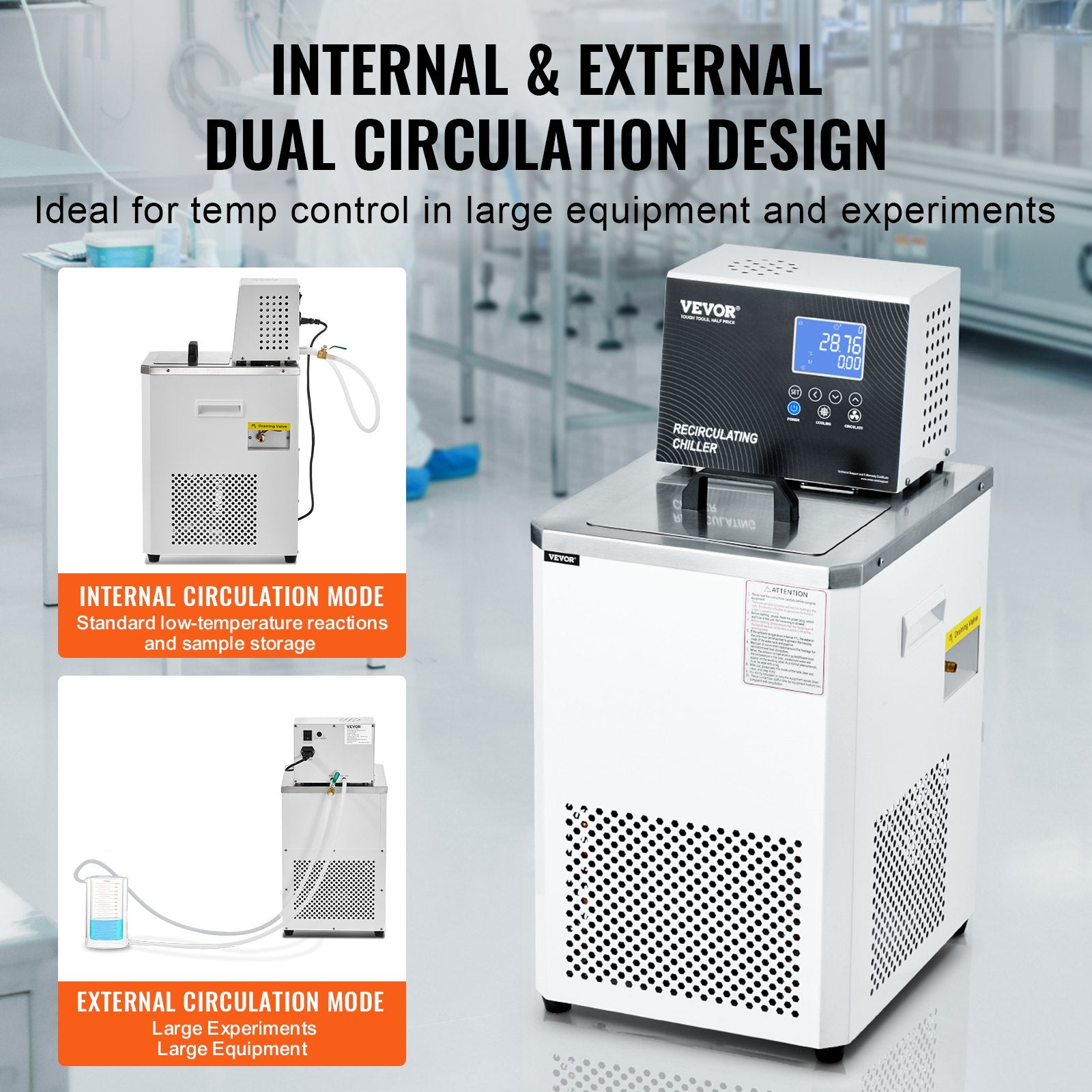 Fountain & Ponds Accessories: VEVOR Laboratory Chiller Circulator, 6L Chiller Lab Low Temperature Cooling Liquid, 23°F-212°F Circulator Pump Chiller, LCD Display, 304 Stainless Steel Water Bath Recirculating Water Cooling Chiller