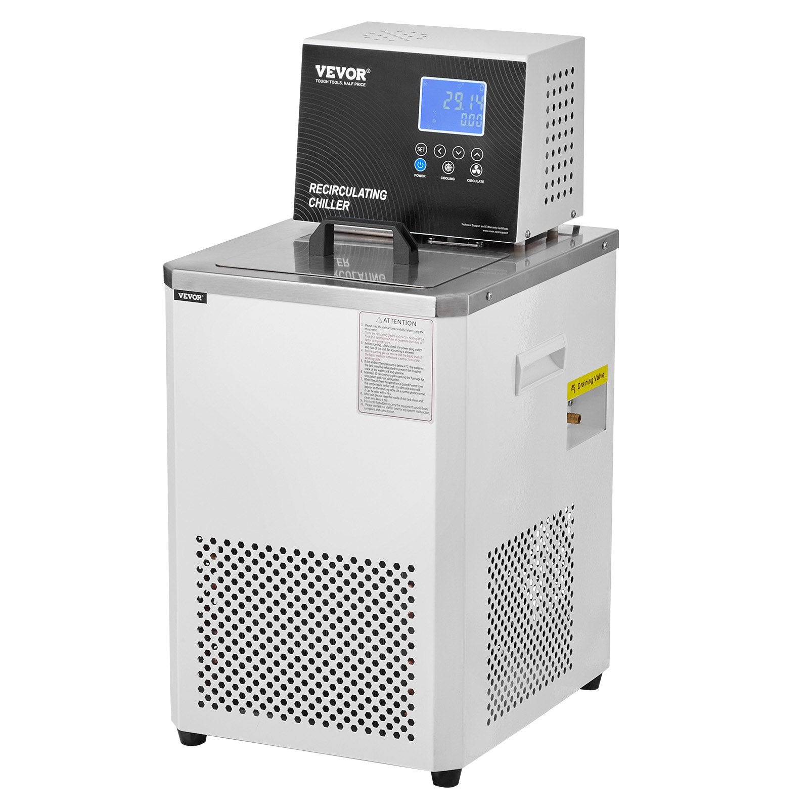 Fountain & Ponds Accessories: VEVOR Laboratory Chiller Circulator, 6L Chiller Lab Low Temperature Cooling Liquid, 23°F-212°F Circulator Pump Chiller, LCD Display, 304 Stainless Steel Water Bath Recirculating Water Cooling Chiller