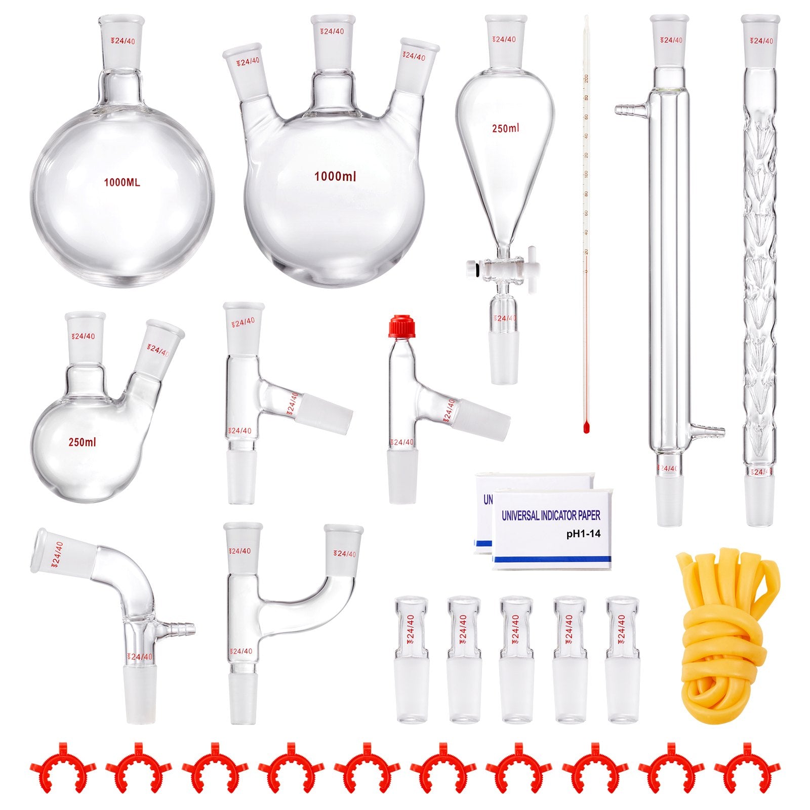 Audio Accessories: VEVOR Lab Glassware Distillation Kit 1000ml 3.3 Boro 29 pcs Glassware Equipment