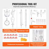 Audio Accessories: VEVOR Lab Glassware Distillation Kit 1000ml 3.3 Boro 29 pcs Glassware Equipment