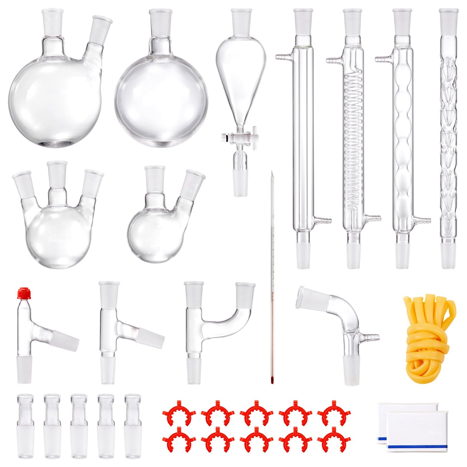 Distilling & Brewing: VEVOR Lab Distillation Kit, 3.3 Boro Lab Glassware Distillation Kit with 24, 40 Joint, 1000ml Essential Oil Distillation Apparatus Kit, 32 pcs Set of Glassware Equipment