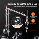 Distilling & Brewing: VEVOR Lab Distillation Kit, 3.3 Boro Lab Glassware Distillation Kit with 24, 40 Joint, 1000ml Essential Oil Distillation Apparatus Kit, 32 pcs Set of Glassware Equipment