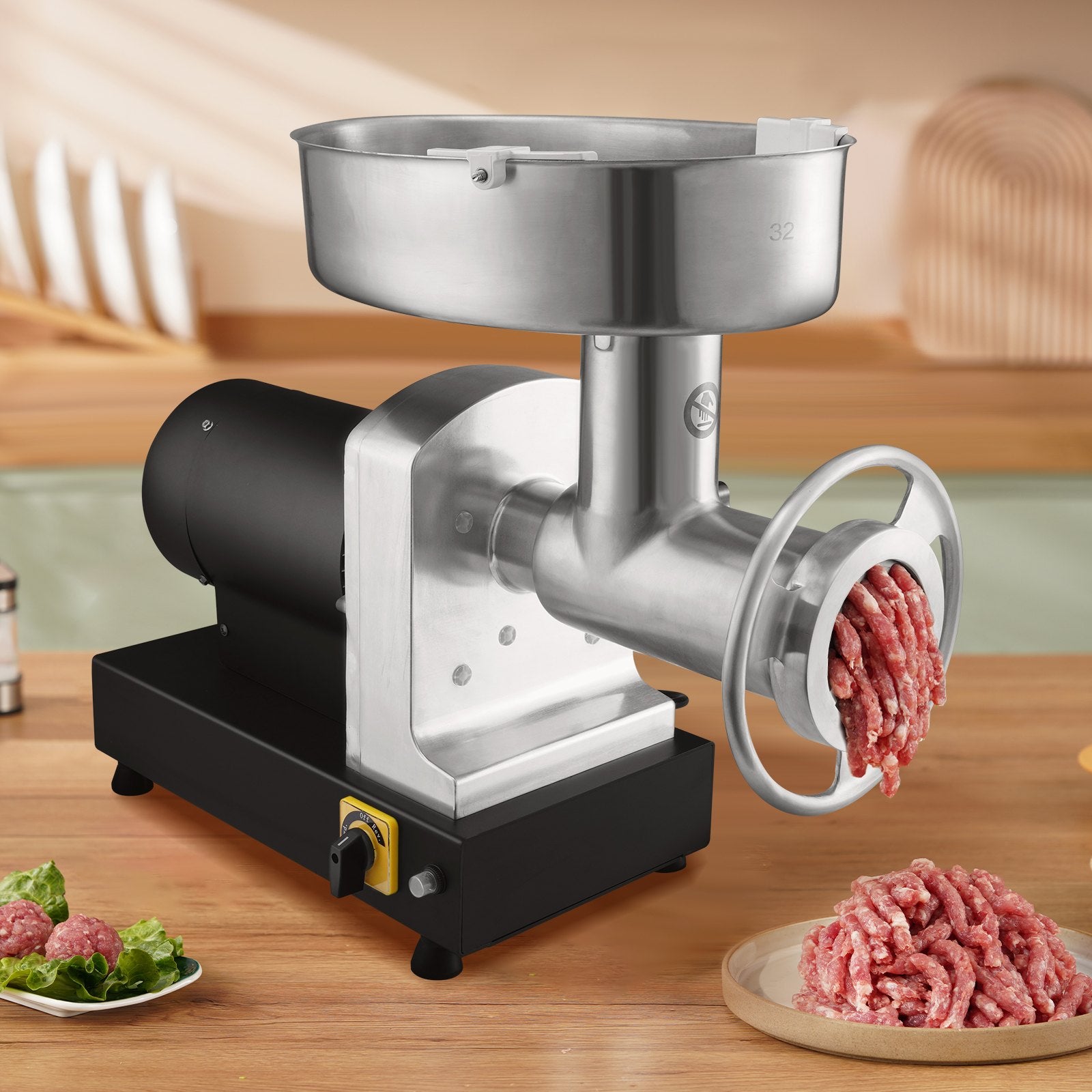 Gardening Tools: VEVOR Electric Meat Grinder, 9.5 Kg/Min Capacity, Countertop Industrial Meat Mincer w/ Blade, Grinding Plate, Sausage Maker & Kubbe Kit, Carbon Steel Commercial Meat Grinder for Kitchen Restaurant