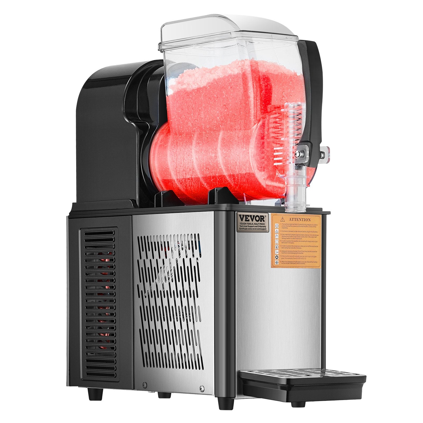 Commercial Slushy Machine, 4L Single Tank Frozen Drink Machine, 16 Cups Stainless Steel Margarita Smoothie Frozen Drink Maker, Slushie Maker for Home Party Restaurants Cafe Bars