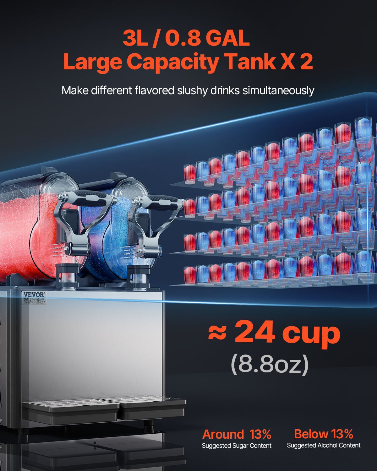 Food Storage: VEVOR 3Lx2 Tank Commercial Slushy Machine Margarita Smoothie Frozen Drink Maker