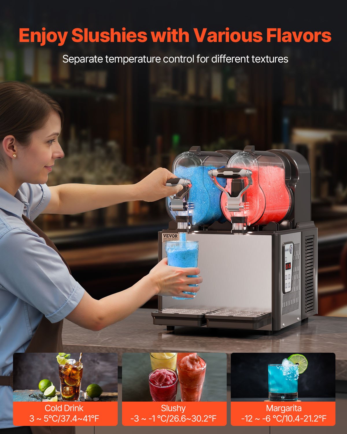 Food Storage: VEVOR 3Lx2 Tank Commercial Slushy Machine Margarita Smoothie Frozen Drink Maker