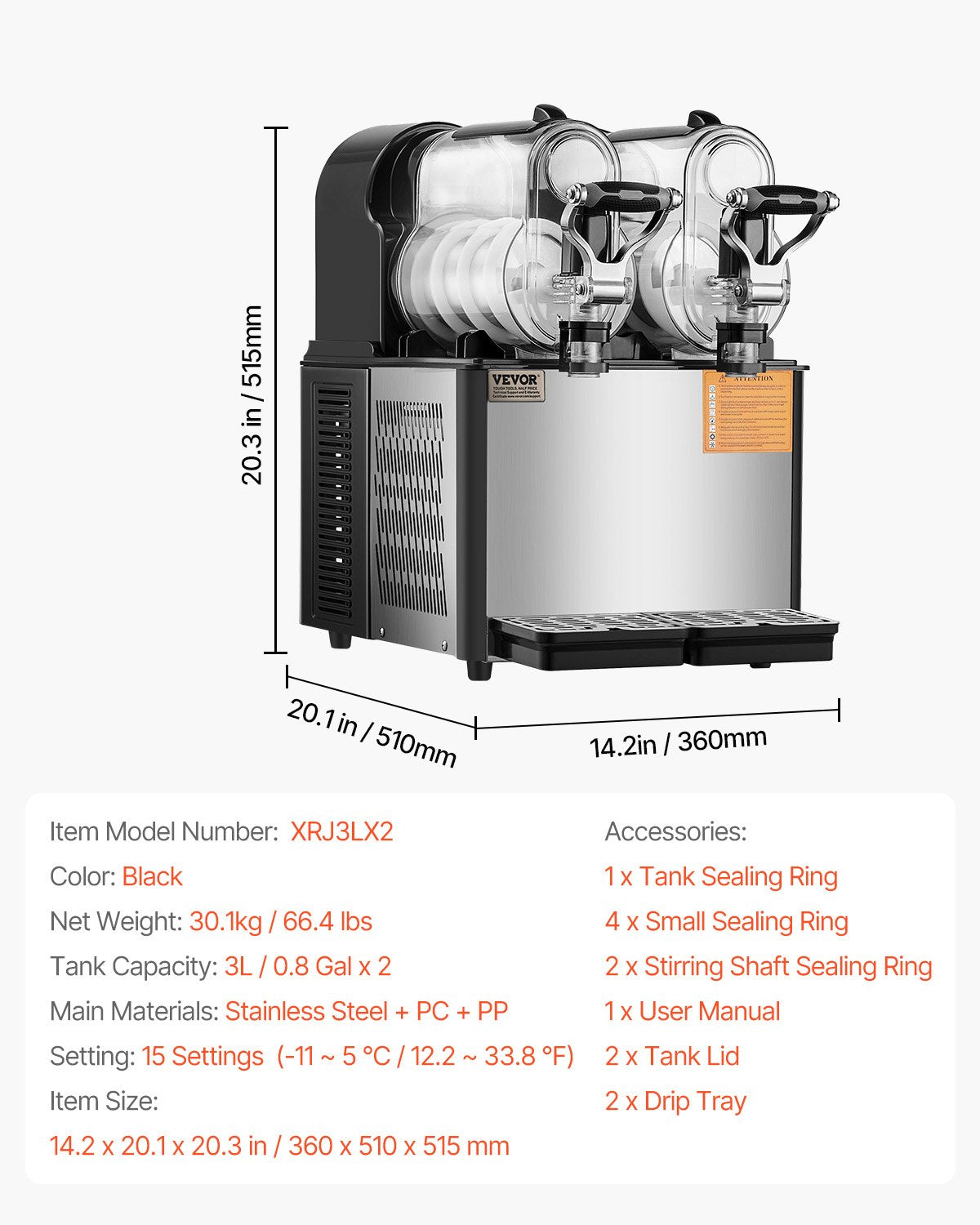 Food Storage: VEVOR 3Lx2 Tank Commercial Slushy Machine Margarita Smoothie Frozen Drink Maker