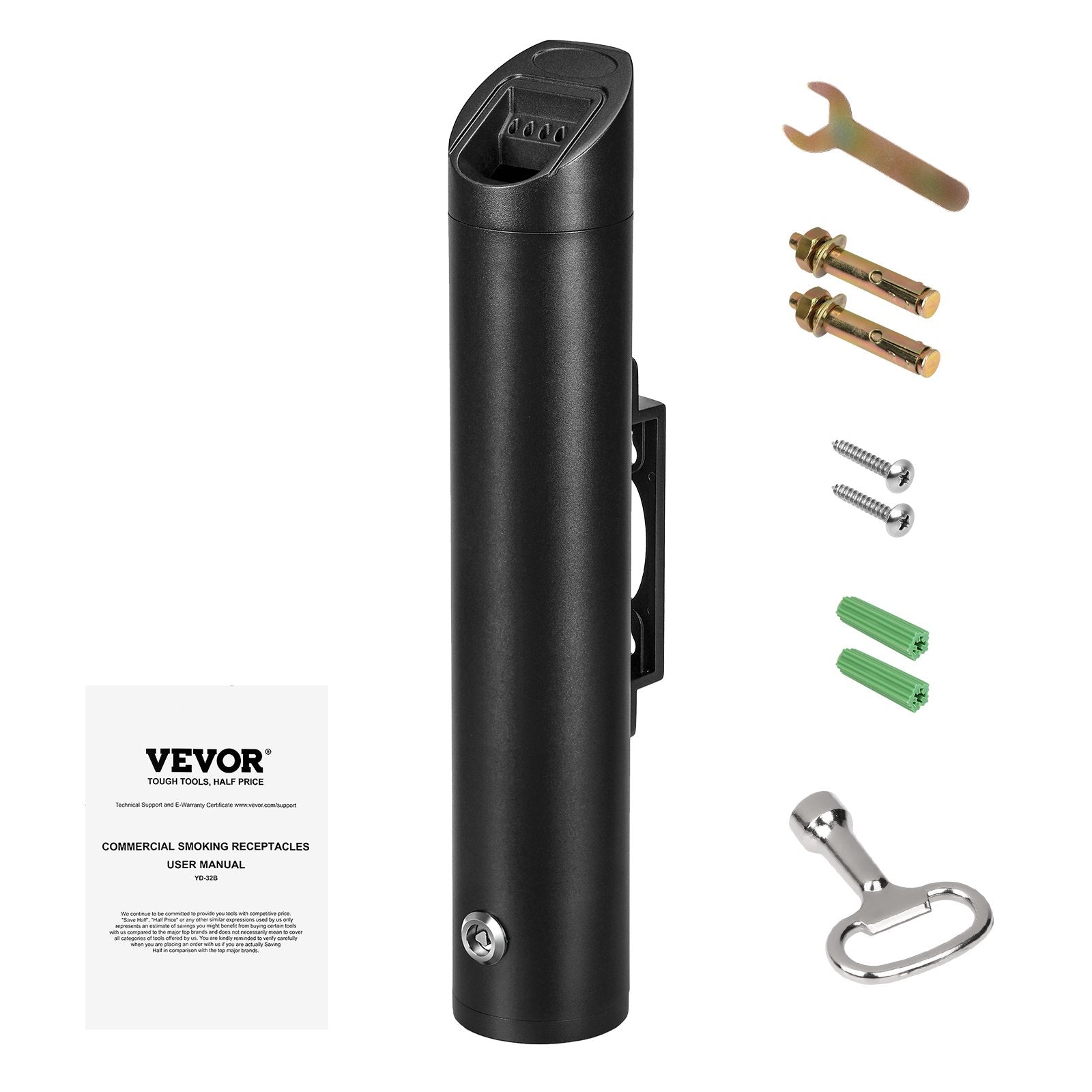 Cosmetic & Toiletry Bags: VEVOR Cigarette Butt Receptacle, Stainless Steel Cylinder Cigarette Butt Container, Wall Mounted and Weatherproof Outdoor Cigarette Butt Disposal for Garden, Office, Restaurant, Hotel, Bar, Black