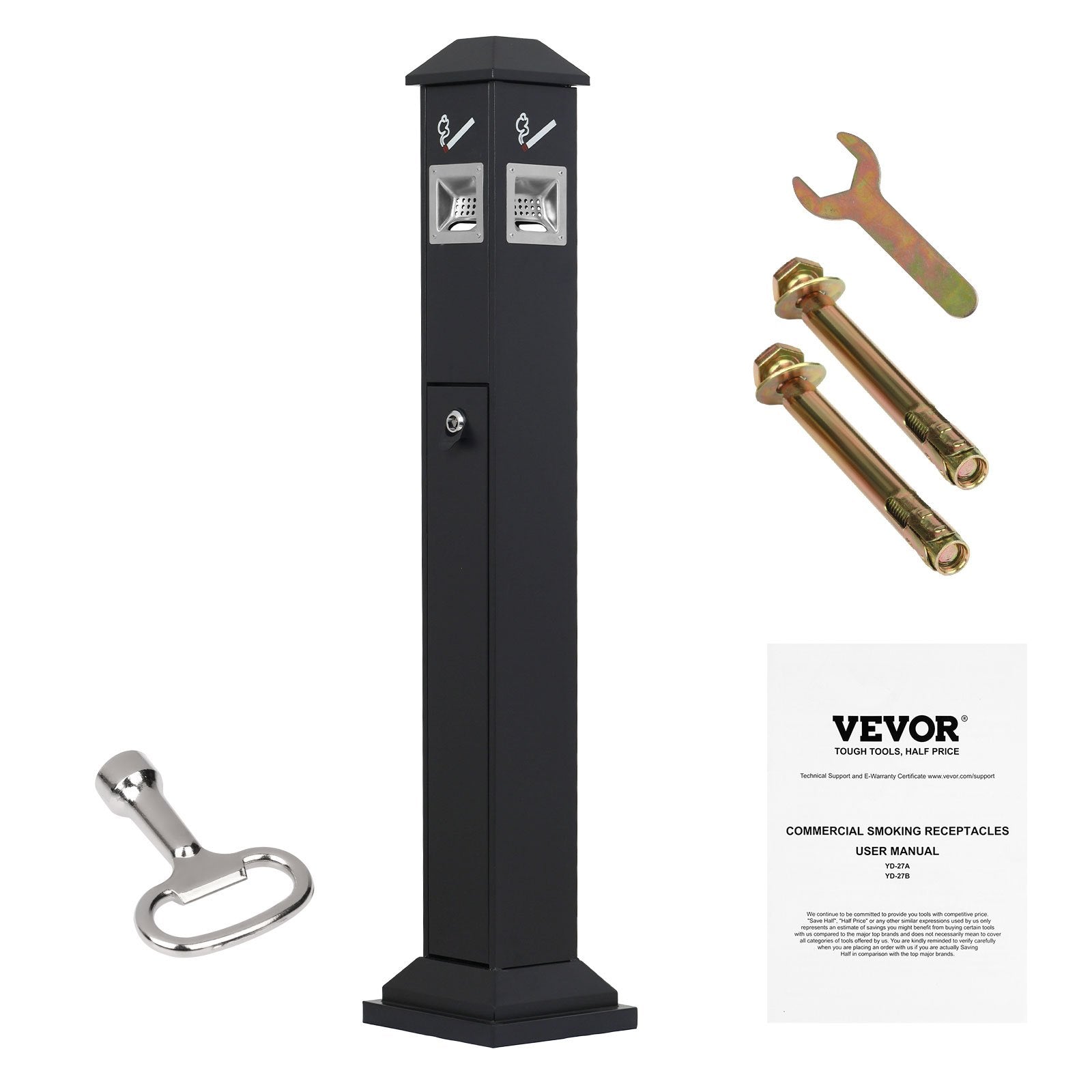 Cosmetic & Toiletry Bags: VEVOR Cigarette Butt Receptacle, Weatherproof Cigarette Butt Container with 4 Disposal Openings  & Top Cover, Freestanding Outdoor Cigarette Butt Disposal for Garden, Office, Restaurant, Hotel, Black